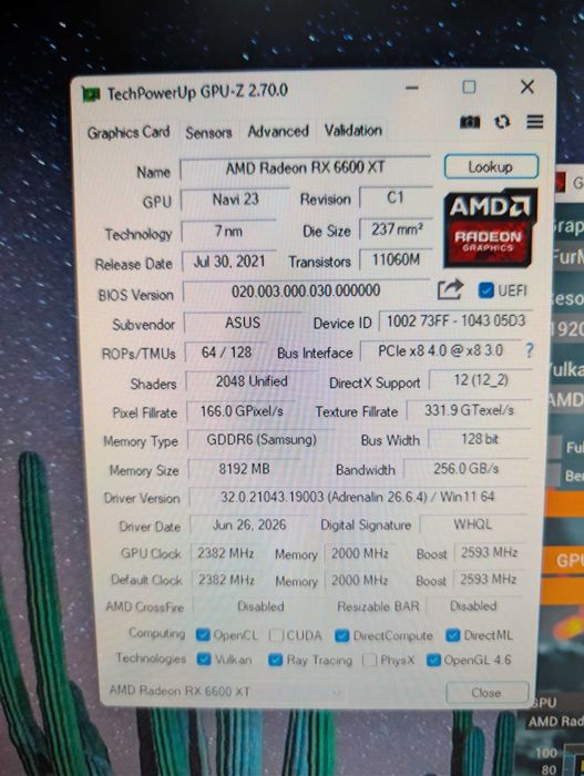 -=ASUS Radeon RX6600XT 8GB=-