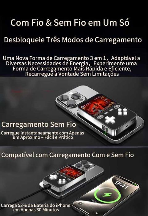 Um power bank magnético para jogos com carregamento sem fio