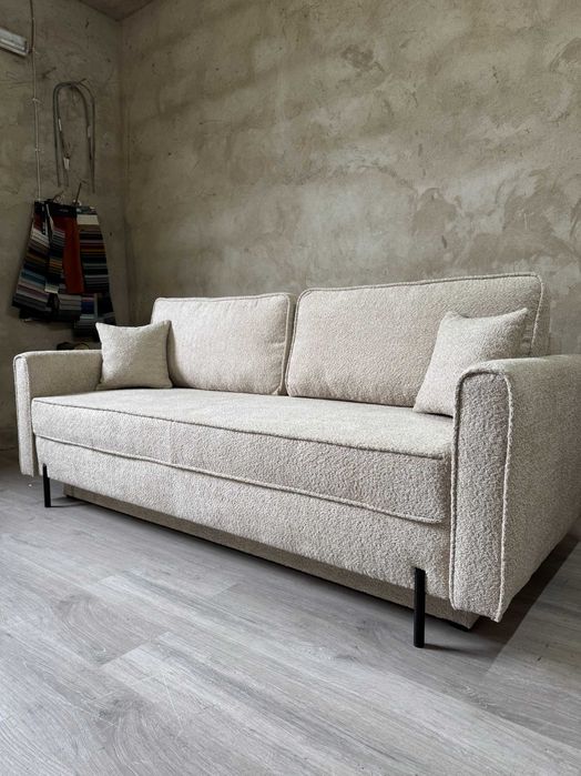 Skandynawska kanapa z funkcją spania Kopenhaga tkanina boucle baranek