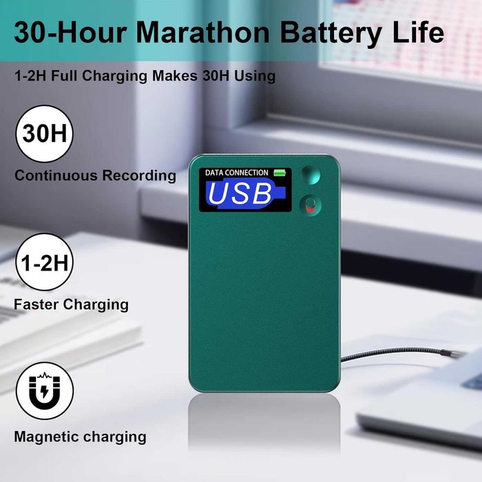 Dyktafon Powate AI 64GB transkrypcja 112 języków szpiegowski slim 821