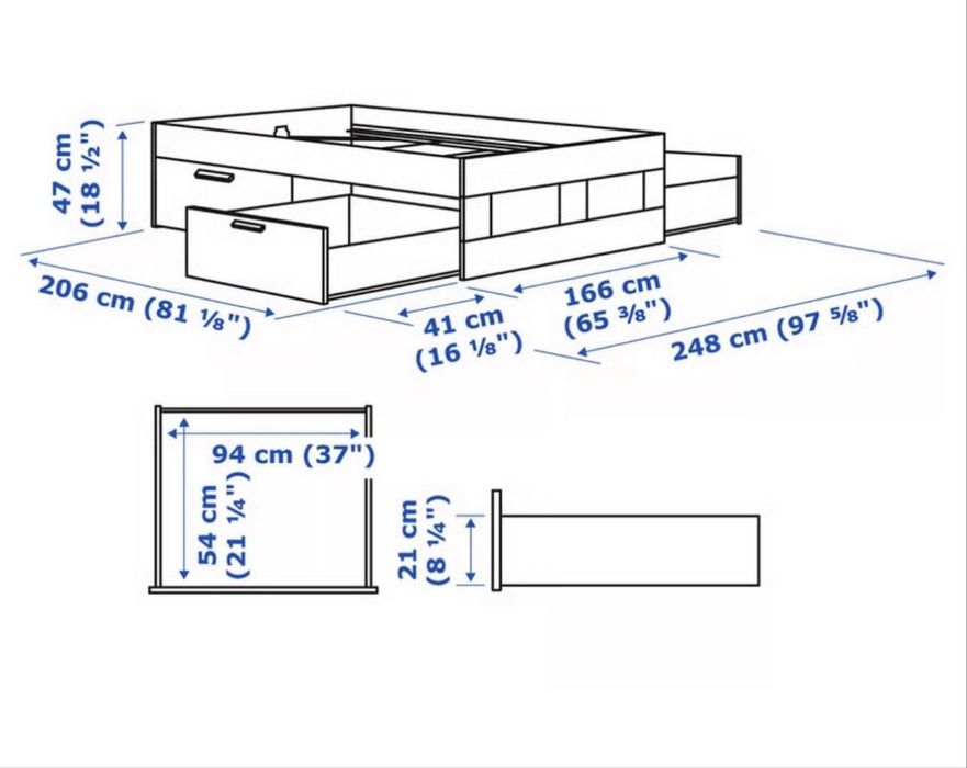 Cama ikea 4 gavetas c/ colchao .