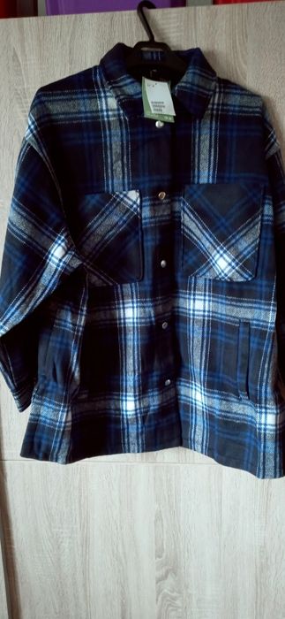 Nowa kurtka koszulowa krata H&M M krata wełna