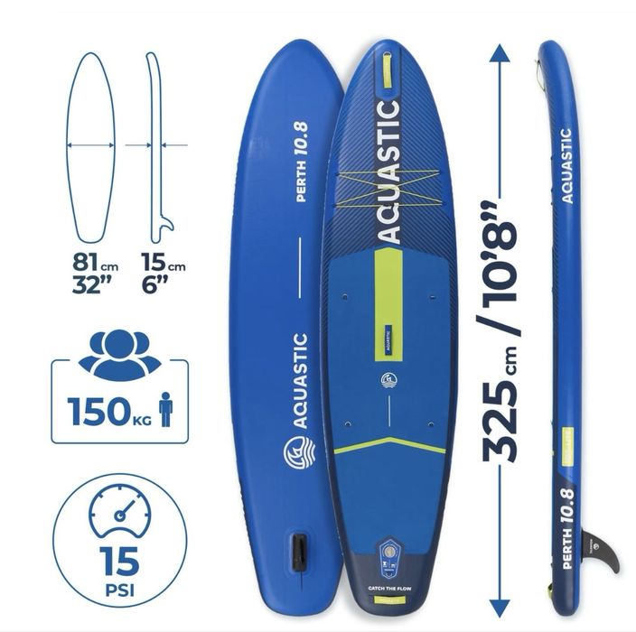 Набір дошка SUP надувна AQUASTIC Perth 10'8" універсальна темно-синя