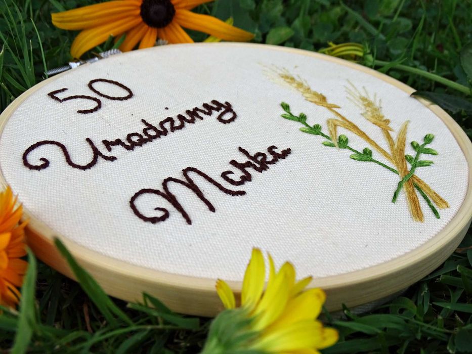 Haft ręczny zboża. Pamiątka Komunii, Prymicji, Bierzmowania. Prezent