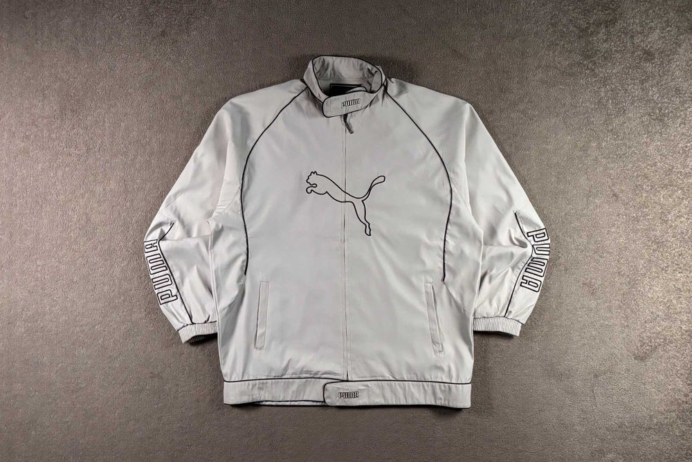 Kurtka Puma XXL Szara Vintage Rozpinana Haft Rzep Szeroka jackie Lekka
