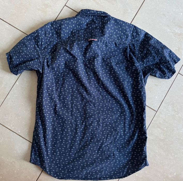 Tommy Hilfiger granatowa męska koszula logowana r. M 100% bawełna