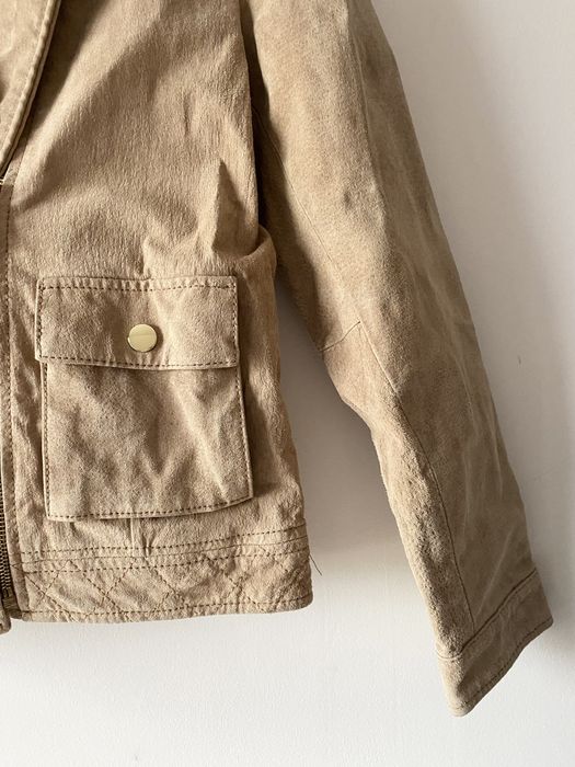 Mango skorzana zamszowa kurtka ramoneska