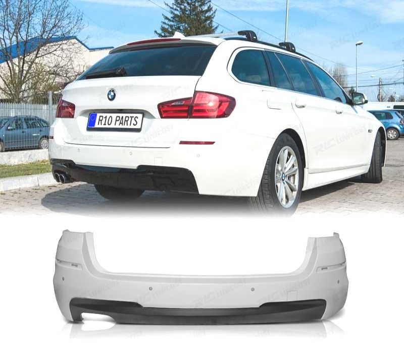 PARA-CHOQUES TRASEIRO BMW F11 TOURING LOOK M PDC SAIDA DUPLA ESQ