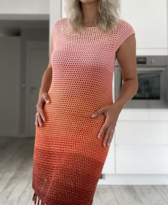 Szydełkowa letnia sukienka siateczka handmade