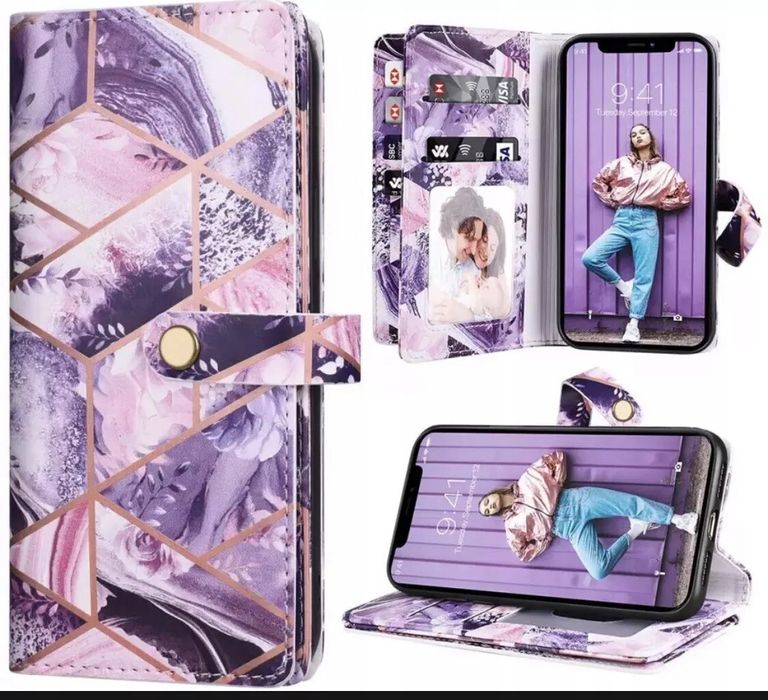 Dracool Etui Wallet Flip dla iPhone 12 Pro Max Kwiatowe Marmurowe