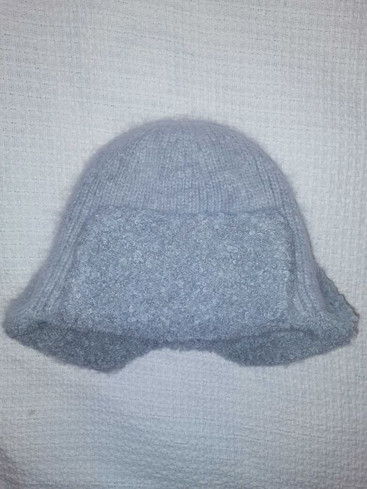 Шапка ушанка ангора серо- голубая