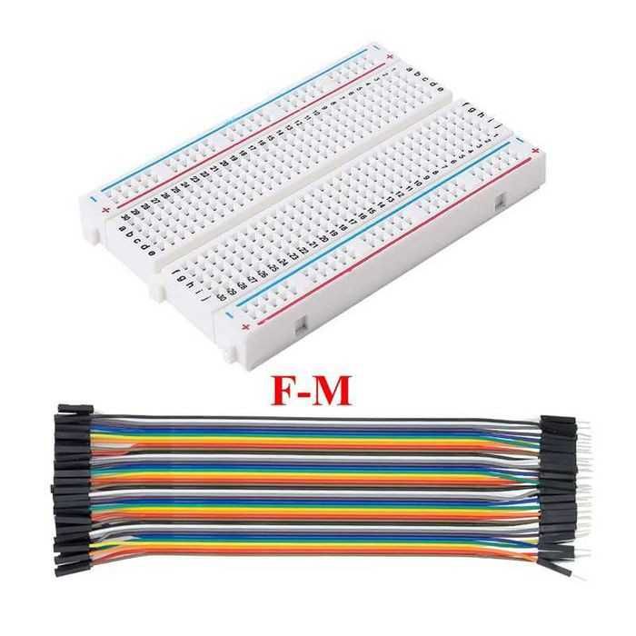 NOVO - Placa de ensaio ''Bread board'' 400 pontos + 40 Cabos Ligação