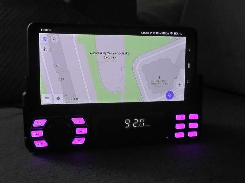 Radio Samochodowe BT USB AUX RCA MP3 z uchwytem na smartfona