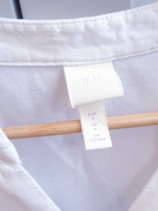 Biała koszula bluzka lniana H&M pudełkowa oversize 40 42