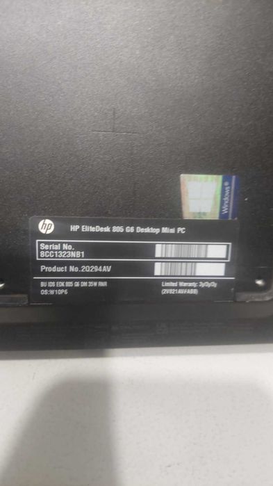 Системні блоки ПК HP EliteDesk 805 G6 Mini sAM4 Ryzen 5 PRO 4650GE/8Gb/256SSD nwme