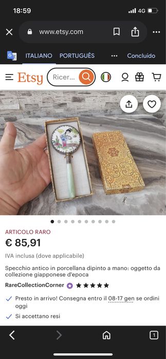 Espelho de mao chines em jade