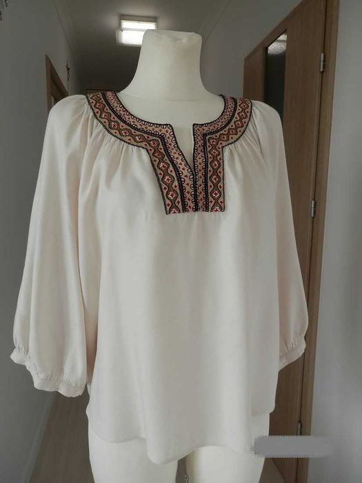 Bluzka Kremowa Obłędny Haft w stylu Etno Boho Mango S/M