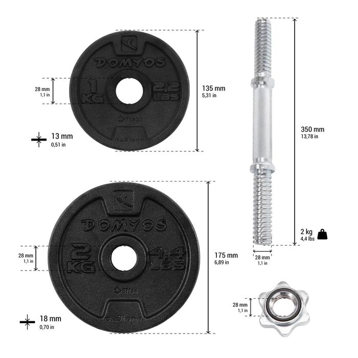 Halteres Musculação 20kg Disco Ferro Fundido Parcialmente Reciclado