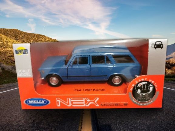Fiat 125P Kombi Niebieski Metalowy Model WELLY Skala 1:34