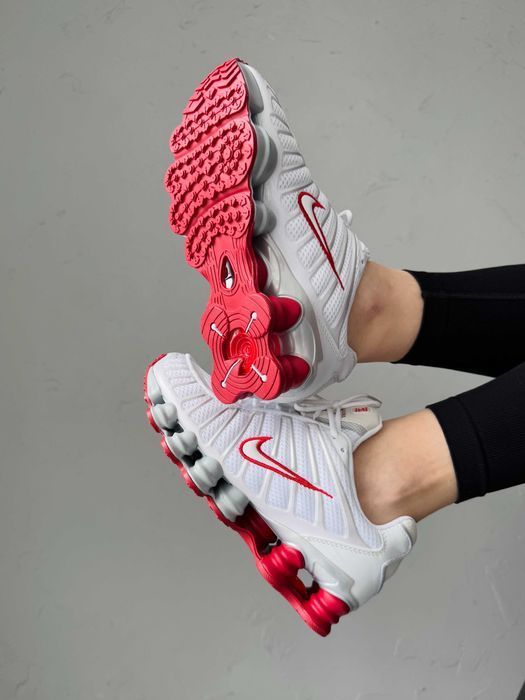 Мужские кроссовки Nike Shox TL White/Red Premium. 40-45