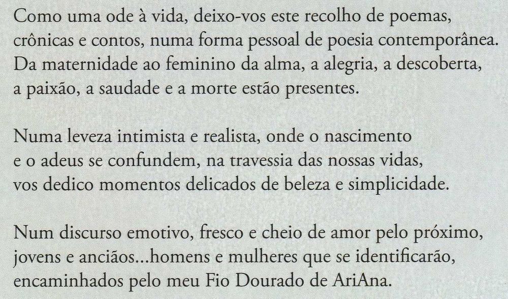 Livro Pelo fio de AriAna de Ana Mendes [Portes Grátis]