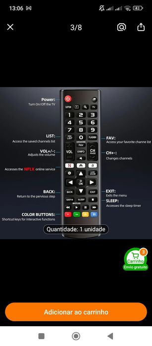 Comandos universais para Smart TV várias marcas