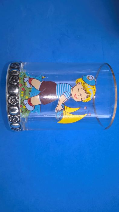 Antigo Copo de Vidro e Prata