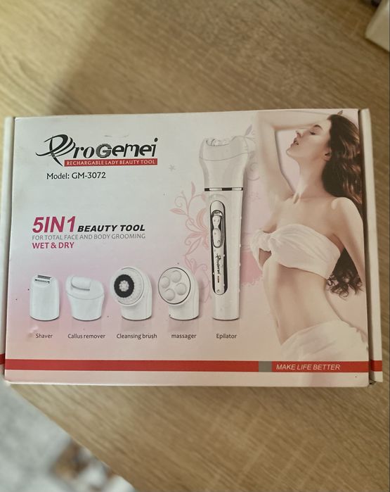 Епілятор масажер із насадками домашній Gemei GM-3072 5в1