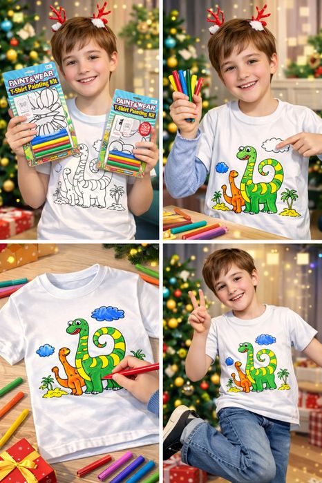 Дитячий подарунок | Футболка-розмальовка + фломастери Для Творчості
