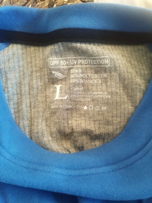 Nowa bluzka sportowa z długim rękawem UV UPF 50+ Rozmiar L chabrowa / niebieska