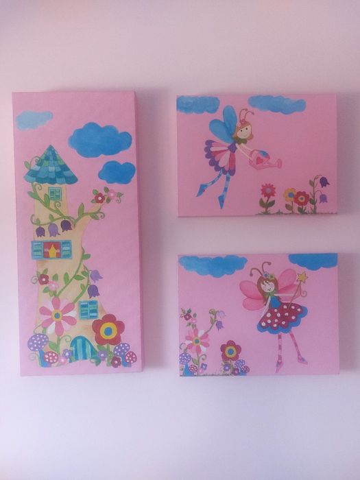Quadros pintados à mão - Fadas
