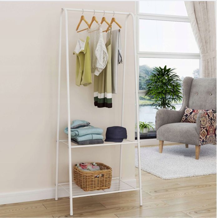 Nowy biały stojący organizer półka na ubrania buty metalowy