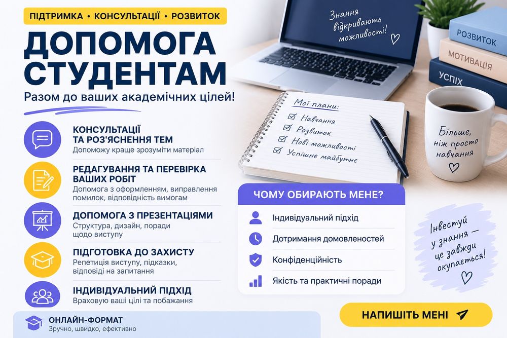 допомога студентам, консультації, редагування