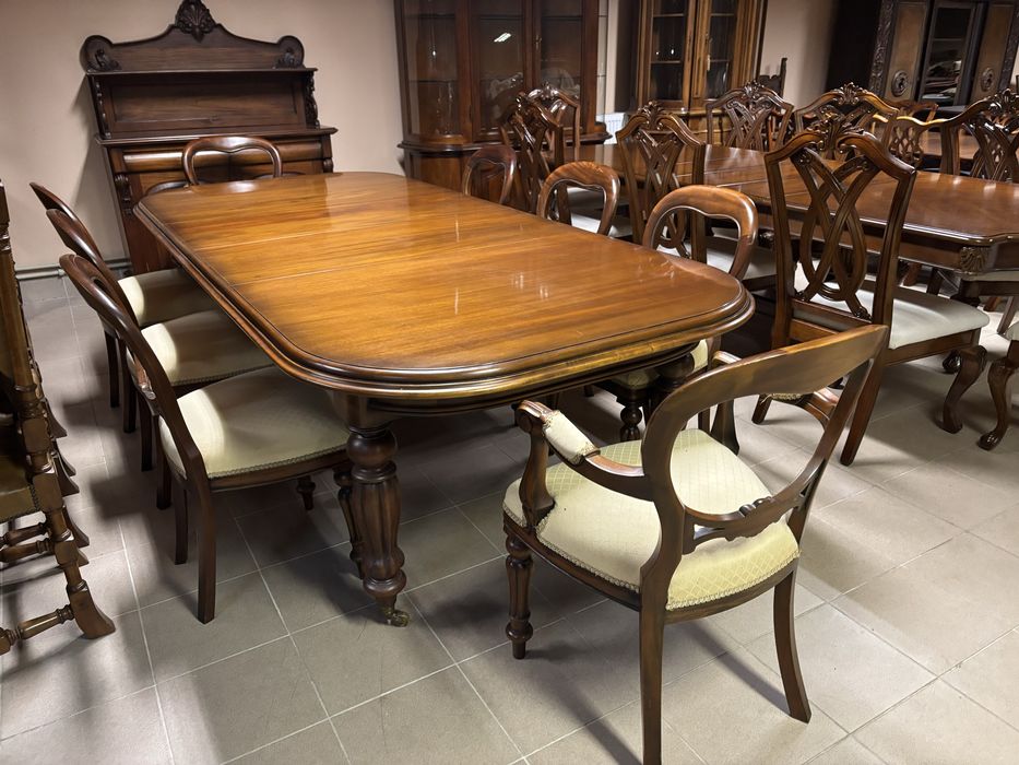 Zestaw Stylowy Stół 8 Krzeseł Komoda Angielskie Meble Stylowe