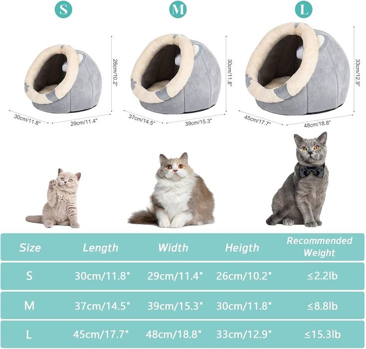 Souarts Legowisko dla kota, psa domek roz.L szare 45 x 48 x 33