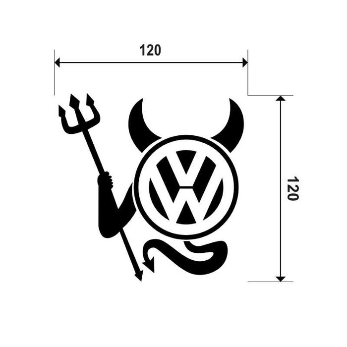Naklejka VW DEVIL - 12x12cm - na telefon, laptop, samochód