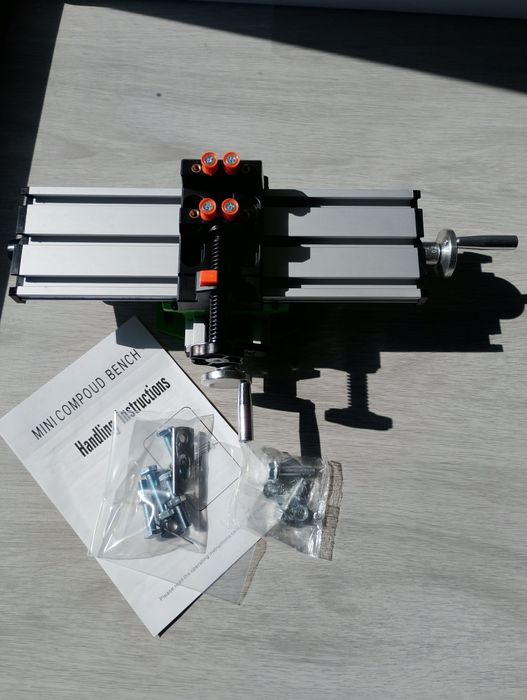 Mesa 2 eixos + torno ajustável para furadora / fresadora CNC - NOVO