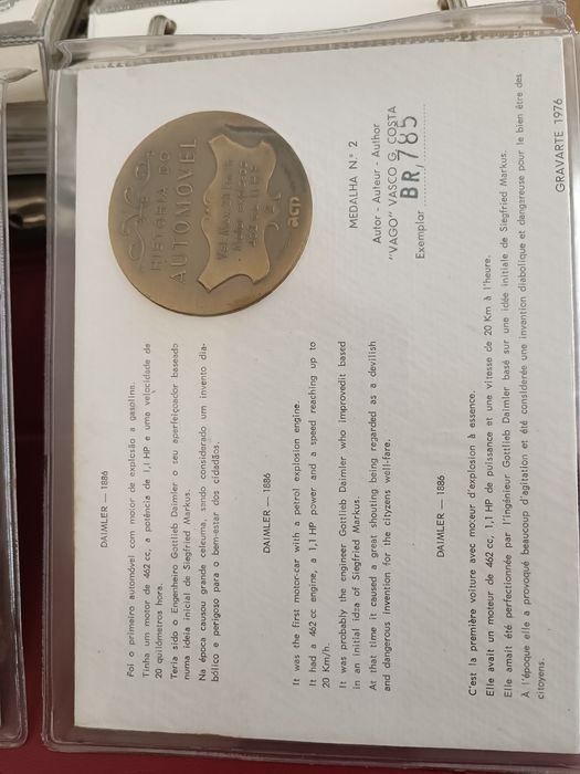 História do automóvel ACP 1976 (medalhas)