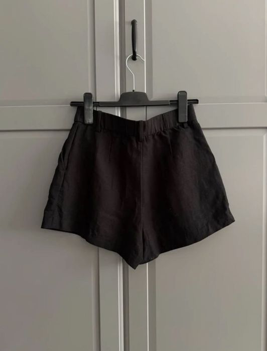 szorty lniane h&m linen blend czarne M