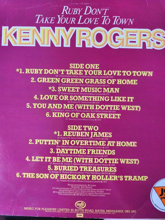 Kenny Rogers Ruby import UK winyl