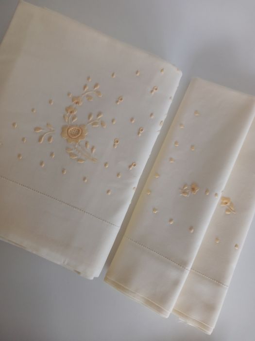 Lençóis Bordados Cama Casal - NOVOS