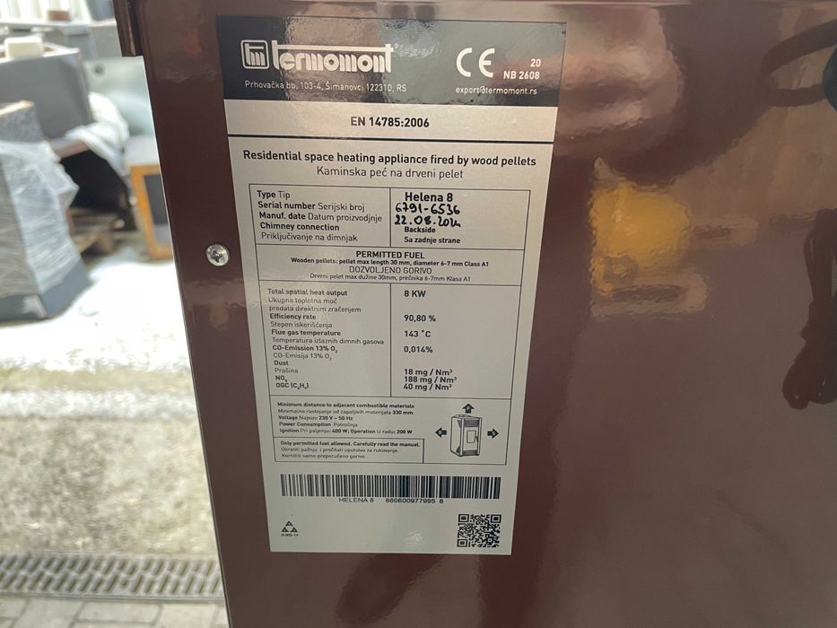 Piec powietrzny ekologiczny na pellet HELENA 8 kW Brązowy A++