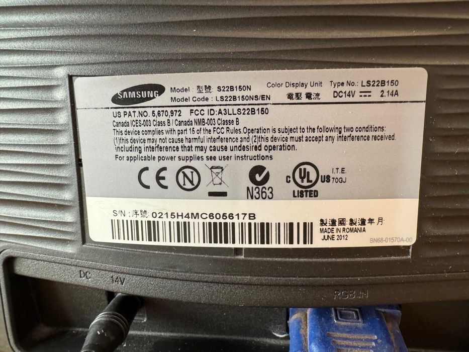 Monitor Samsung Syncmaster S22B150 LED 21,5 cali, stan bardzo dobry