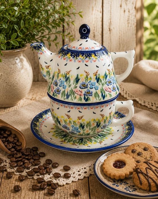 Filiżanka ceramiczna Tea for one imbryk ceramika Bolesławiec