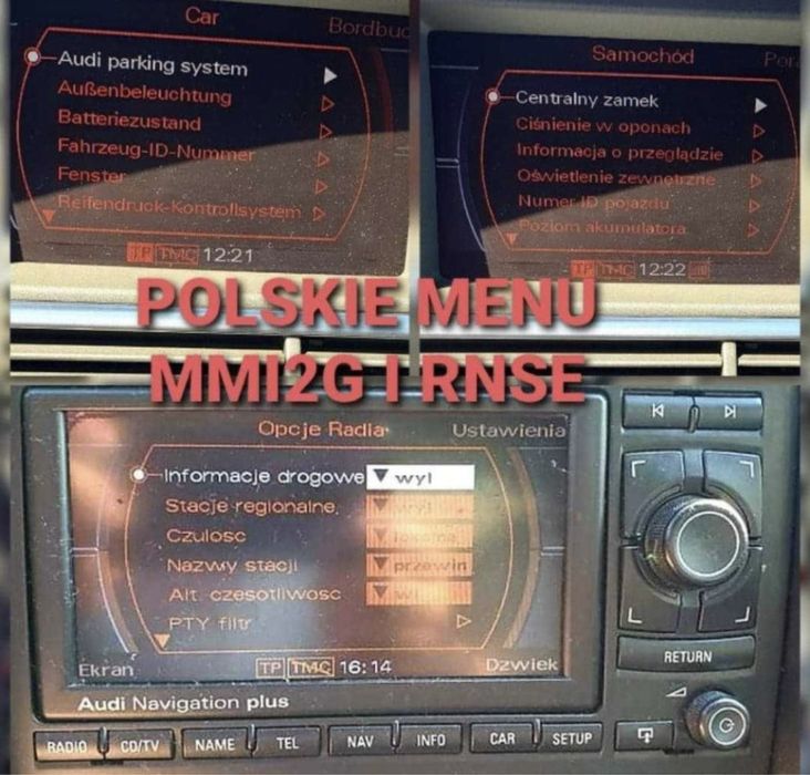 Audi jezyk Polski dla MMI: 2G High/3G Basic/3G High/3G High Plus/RNS-E