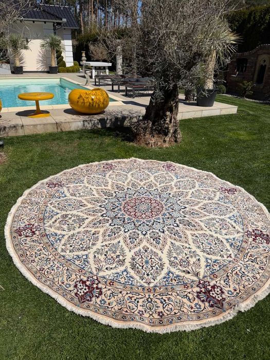 Nowy Okrągły Dywan Perski Kaszmir + Jedwab Iran Nain 260x260 NAJTANIEJ W PL