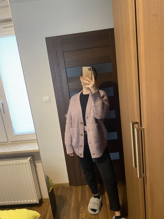 Fioletowy kardigan zara