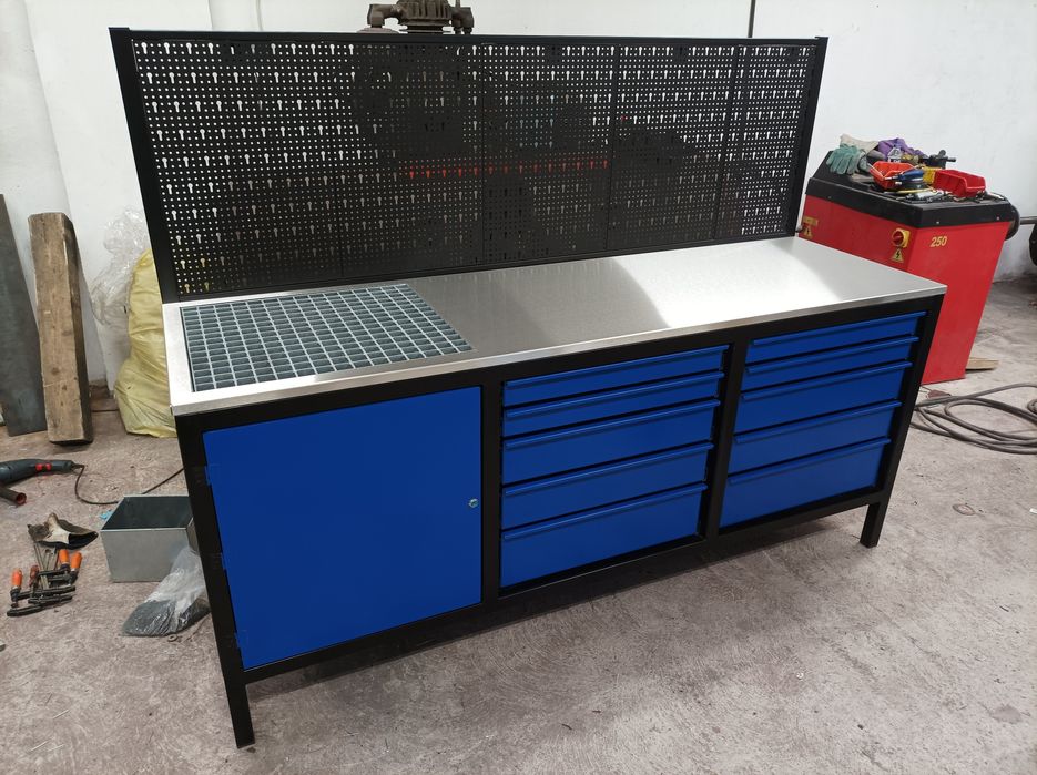 Stół warsztatowy metalowy 200x60 z 10 szufladami PRODUCENT