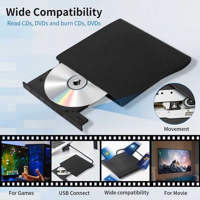 Leitor gravador CD e DVD R RW CD RW DVD ROM DVD RW externo USB NOVO