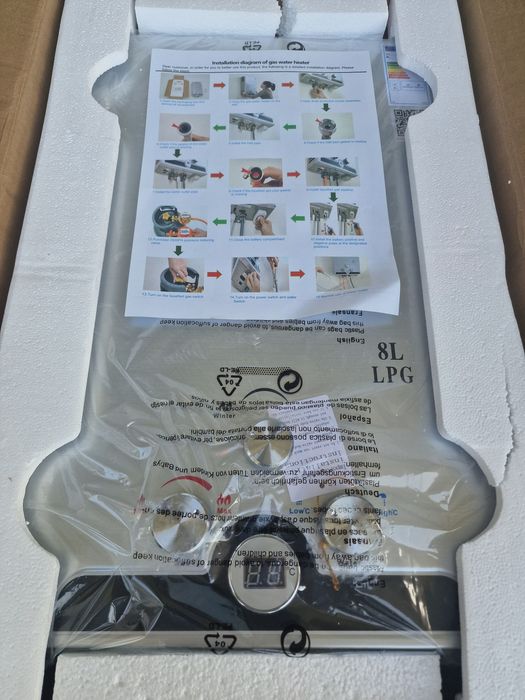 esquentador instantâneo a gás CO-Z de 8L (GPL)  ideal para campismo, caravanas funciona com pouca pressão de agua Pressão Mínima de Arranque: 0,2